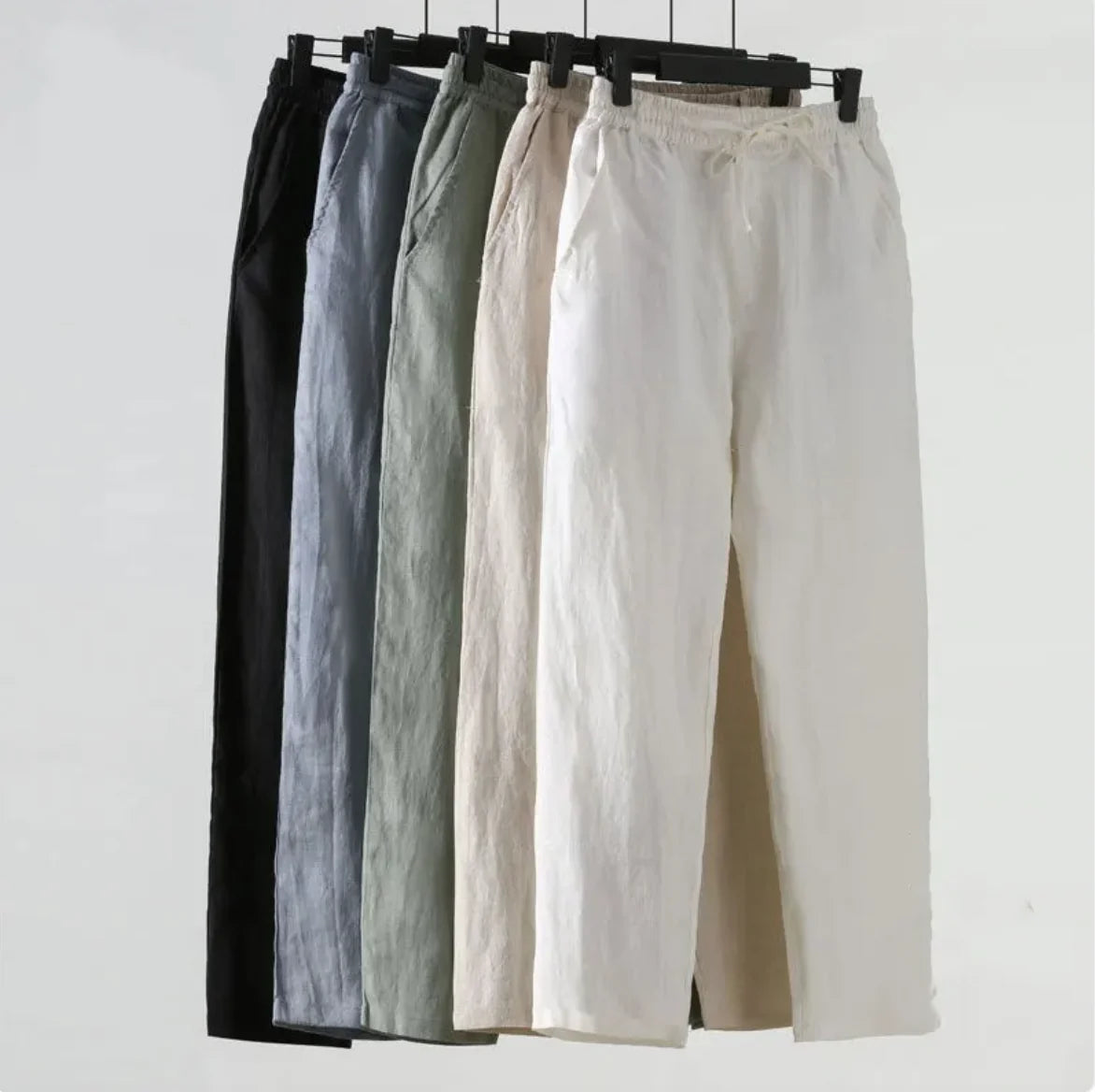 Men's Cotton Linen Cropped Pants