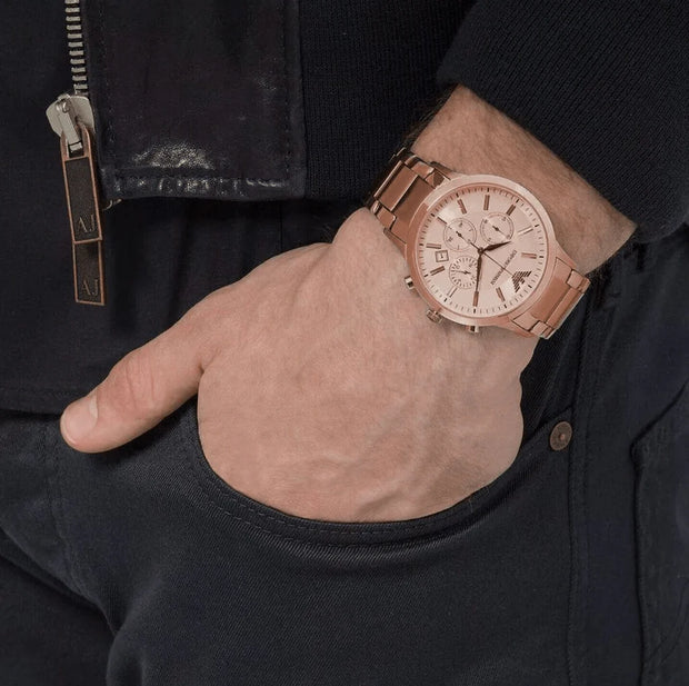 Emporio Armani AR2452 - Rose Gold Chronograph Men's Watch 